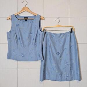 Vintage 90s Ann Taylor silk floral 2-piece skirt & tank set